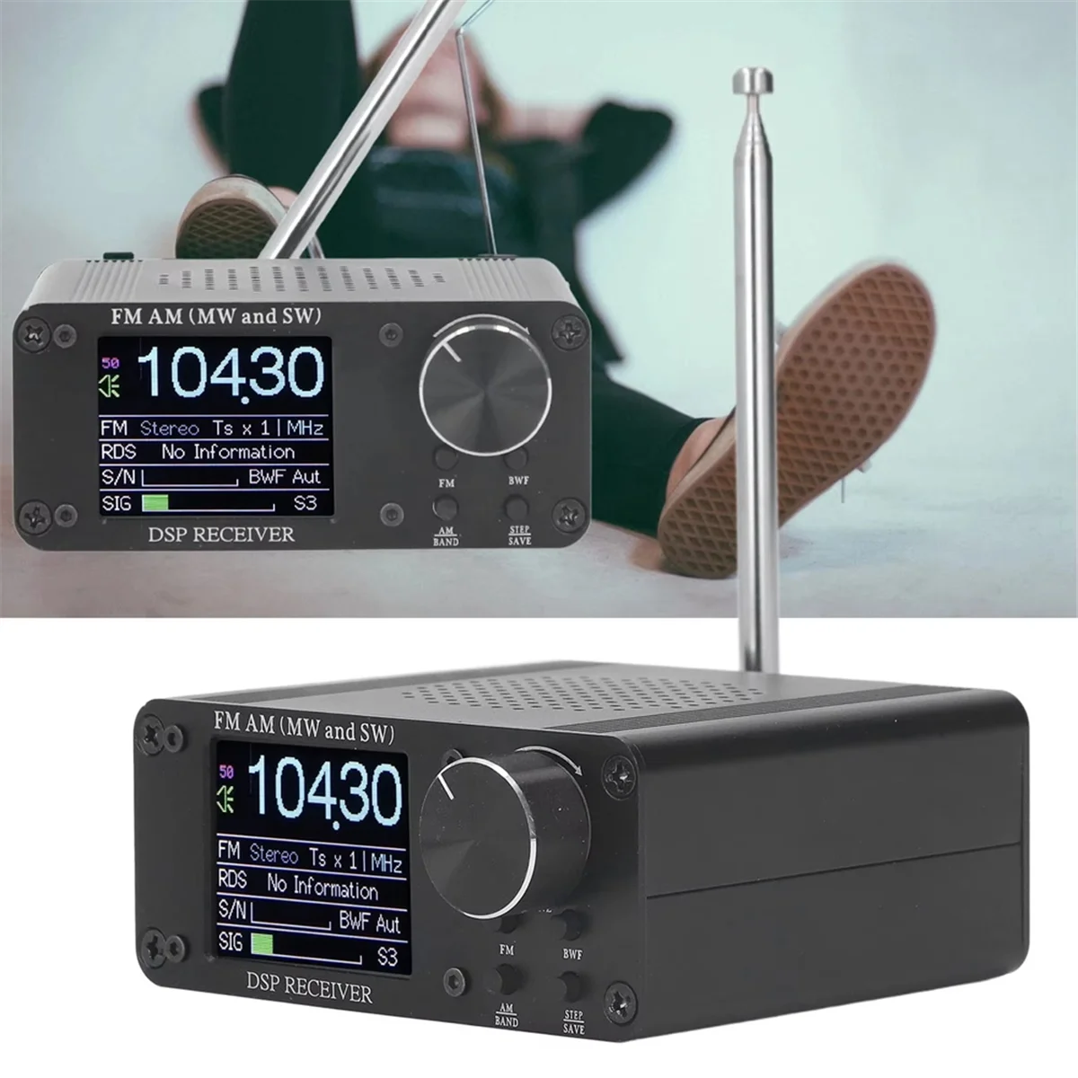 SMIEA ATS80 Portable Shortwave Radio FM AM Frequency Receiver 5W External Headphones Telescopic Antenna Shortwave Radio