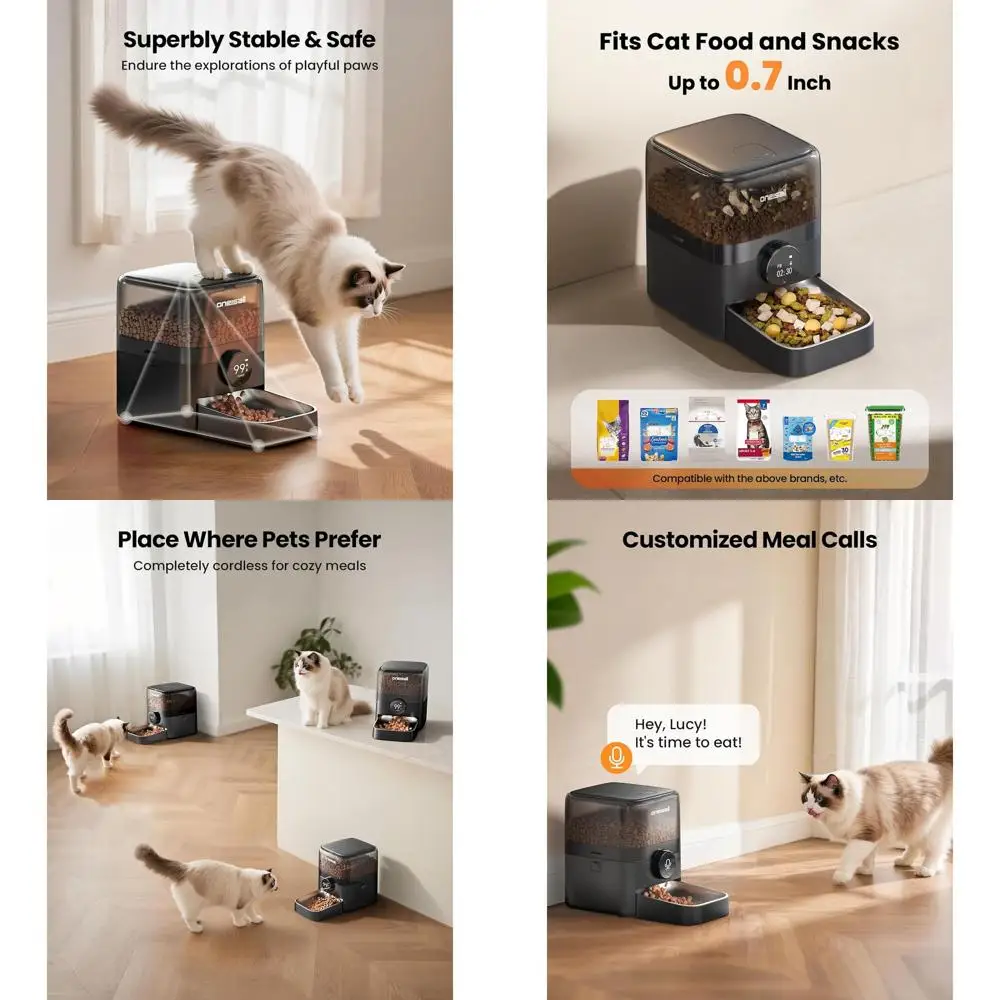 

Rechargeable 100-Day Battery Pet Feeder, 12 Cups/3L, Timed Food Dispenser for Large Kibble, Smart App Control