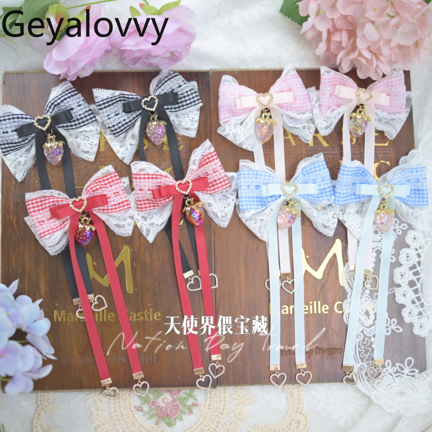 

Sweet Cute Hairclip Long Ribbon Lace New Headwear Series Mass-Produced Side Clip Lolita Style Hair Accessory for Women