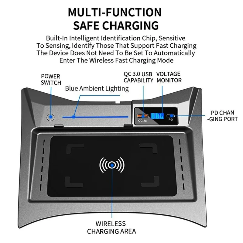 

Точное автомобильное беспроводное зарядное устройство для телефона Nissan X-Trail Rogue 2014-2020 Qashqai 2016-2017, адаптер панели быстрой зарядки 15 Вт