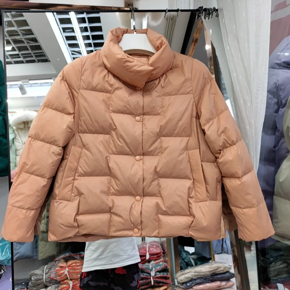 2025 neue Herbst Winter Unten Kleidung Frauen Mode Dicke Warme Puffer Jacke Weibliche Feste Puffy Weiße Ente Unten Mantel Dame