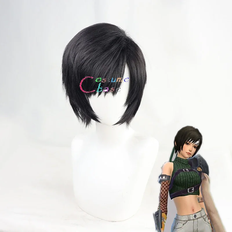 Yuffie Kisaragi game Final Fantasy VII FF7 cosplay wig short black styled heat resistant cosplay costume wig free wig cap