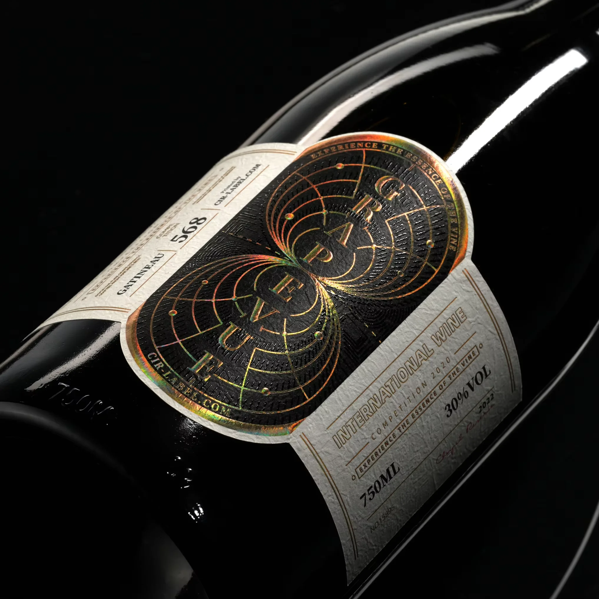 Custom Wine Bottle Labels｜Textured Paper｜Gold Foil Stamping｜Embossed｜Spot UV｜Metallic Ink