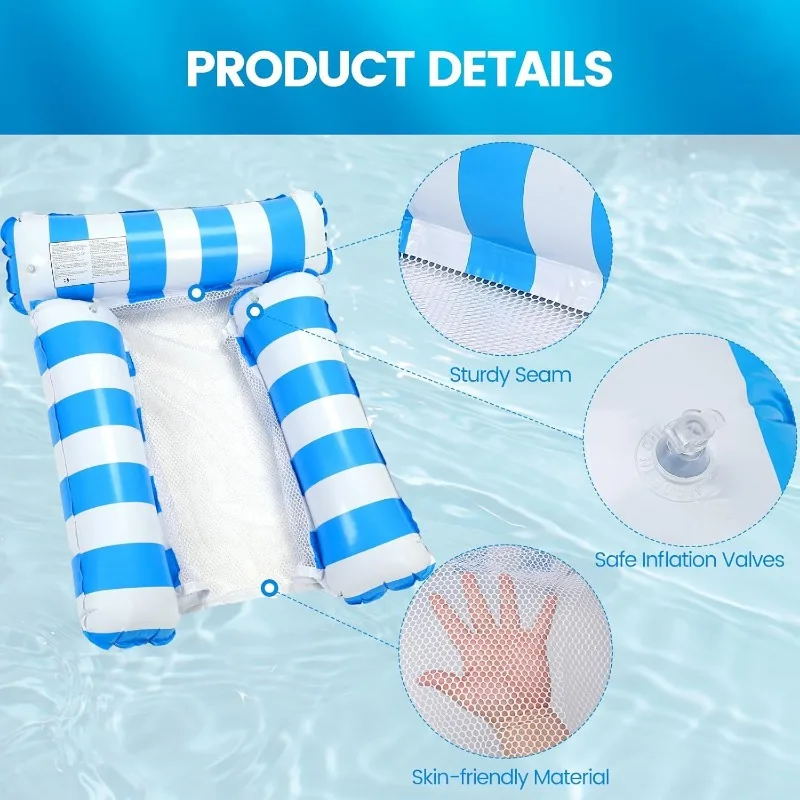 Aufblasbare Wasser-Hängemattenliege, faltbare schwimmende Matratze für Strand, Sonnenbaden, tragbares Lounge-Bett, Erwachsene, Kinder, Sommer-Schwimmspielzeug