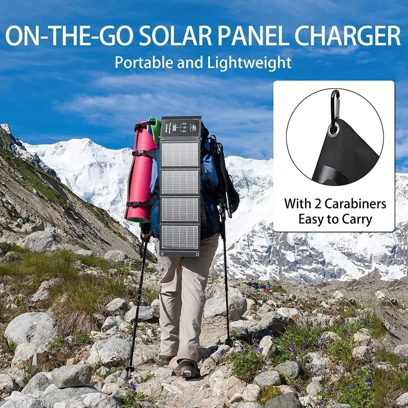 

28W Portable Solar Folding Bag Solar Panel Charging Board Camping USB Output Single-crystal Silicon Mobile Phone Charger