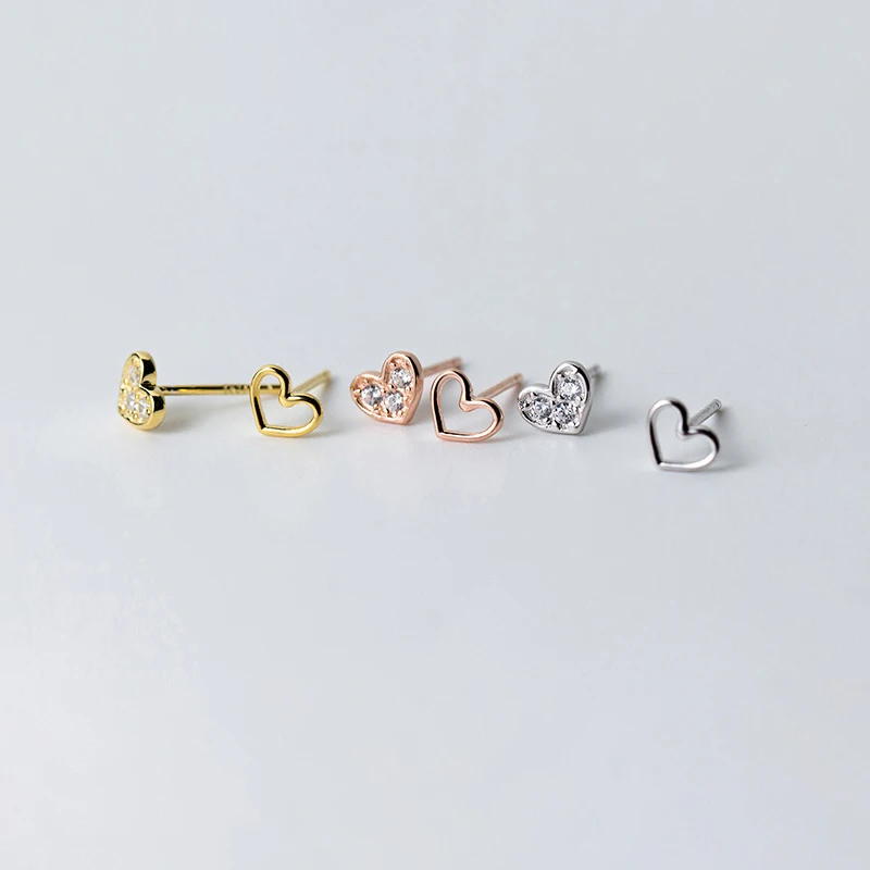 Modian 2025 New Sale Real 925 Sterling Silver Charm Hollow Clear CZ Hearts Stud Earrings For Women Fashion Wedding Jewelry Gift
