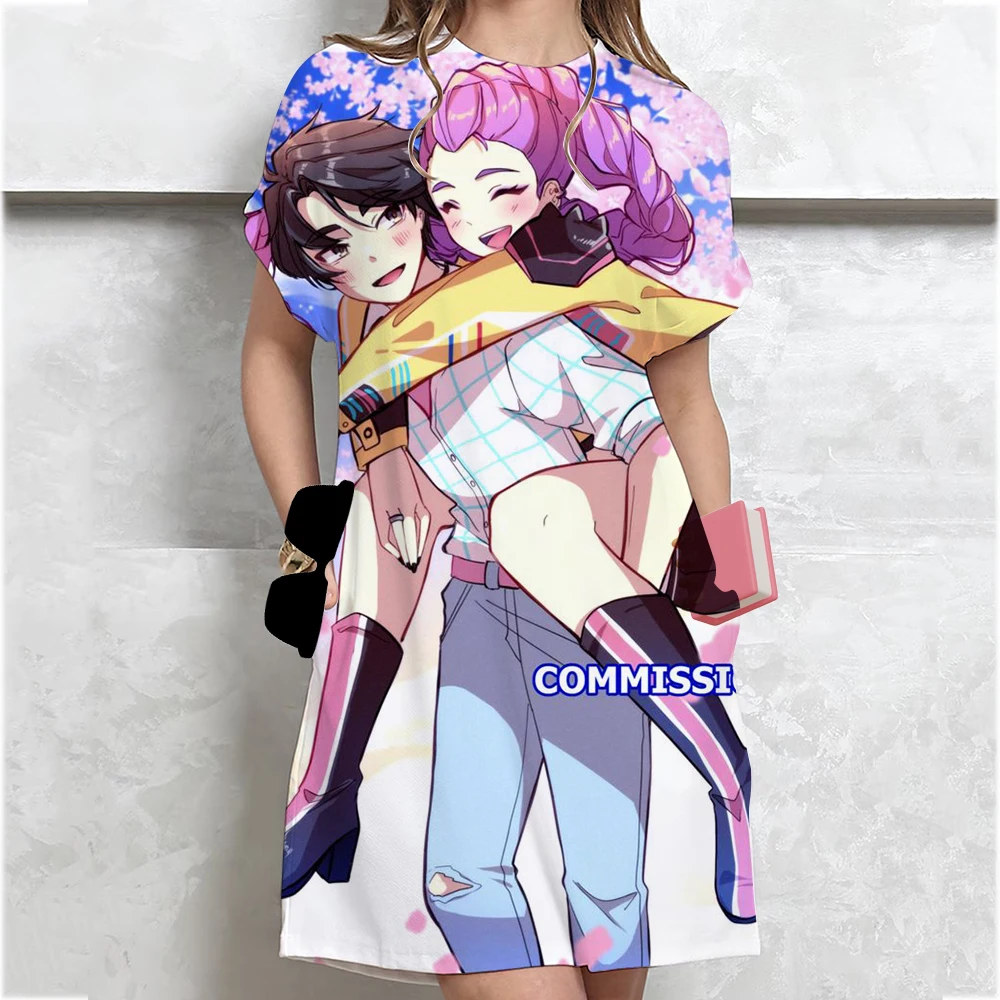 Mode KPop démon Huntersprint T-shirt Style Mini robes été décontracté robe ample robes