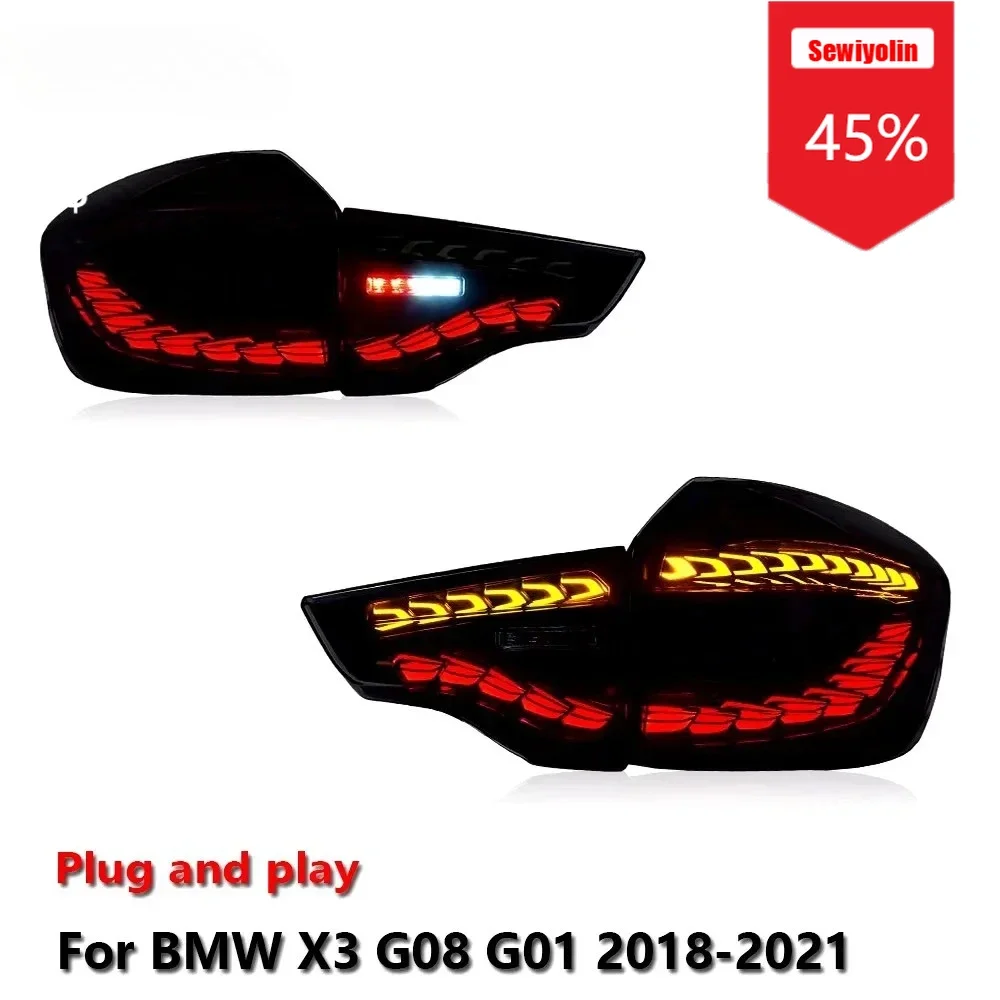 

Sewiyolin Car LED Tail Light Assemblies For BMW X3 G08 G01 2018-2021 Auto Rear Fog DRL Brake Turn Signal Lamp Plug and Play