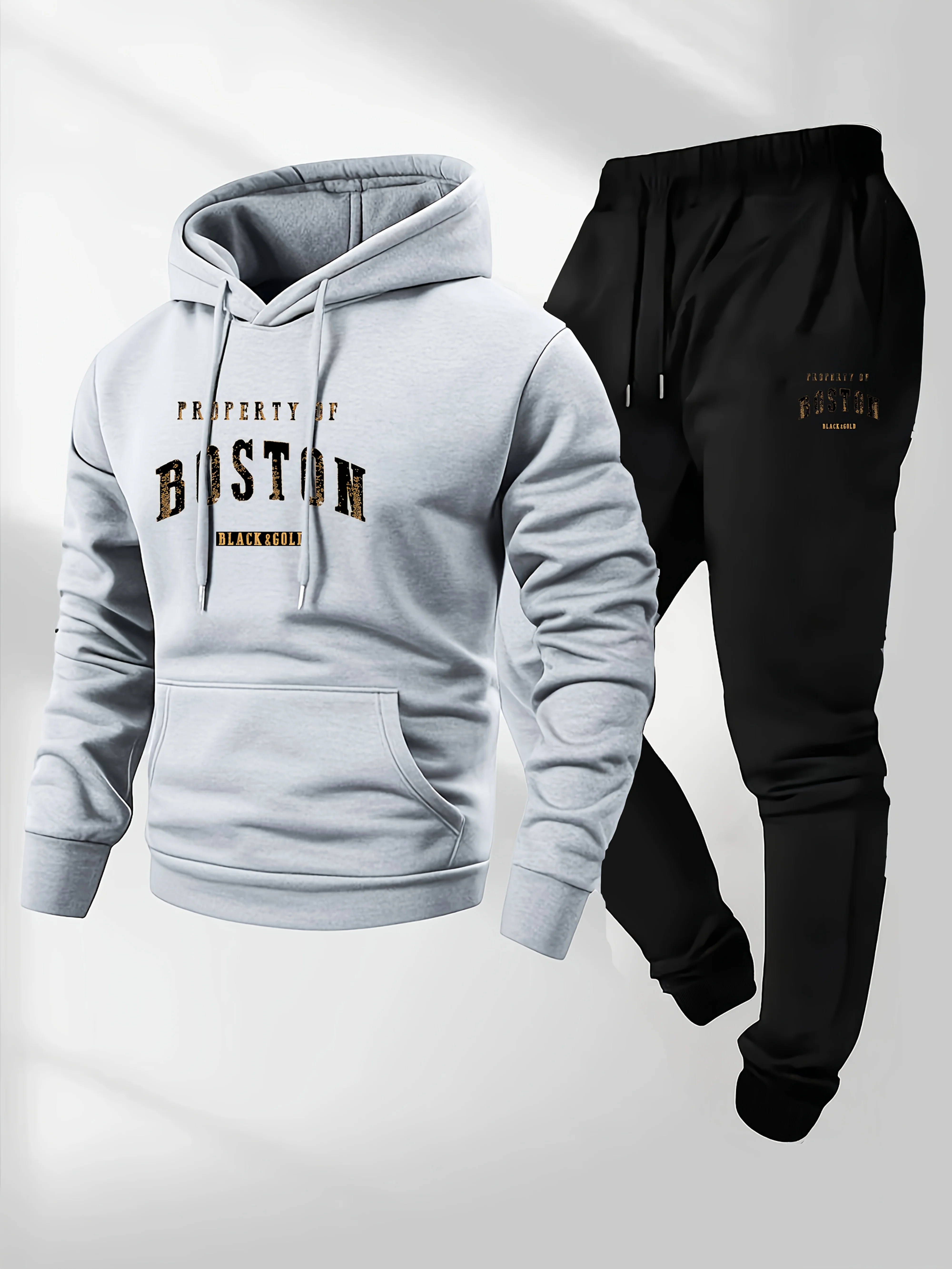 Men Men Warm Tracksuit 2Pcs Set Print Hooded Pullover Sweatshirt + Elastic Waist Jogger Pants Autumn Winter Casual Sports Outfit - Aliexpress Deal