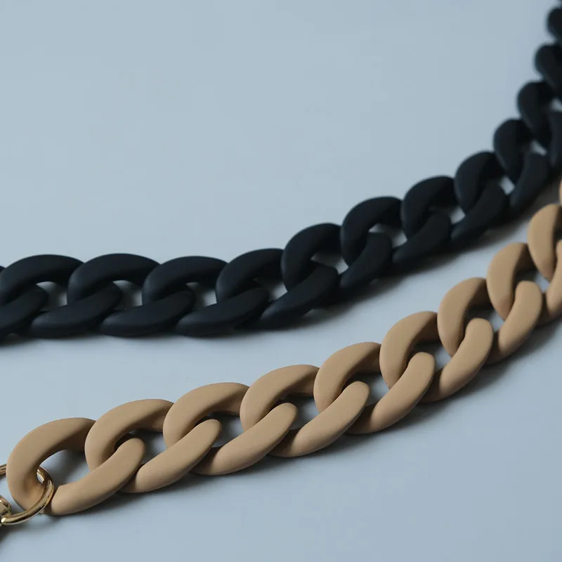 Neue modische Damenhandtaschen-Accessoire-Kette, matt, lila, schwarz, beige, Harz-Kette, mattierter Riemen, Damen-Clutch, Schultertasche, Kette – Detail 8