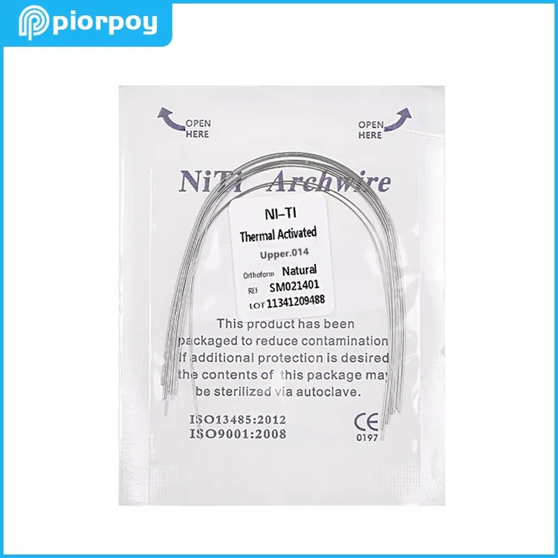 Arcs orthodontiques PIORPOY en NiTi activés par la chaleur, formes naturelles, ronds et rectangulaires, pour appareils dentaires
