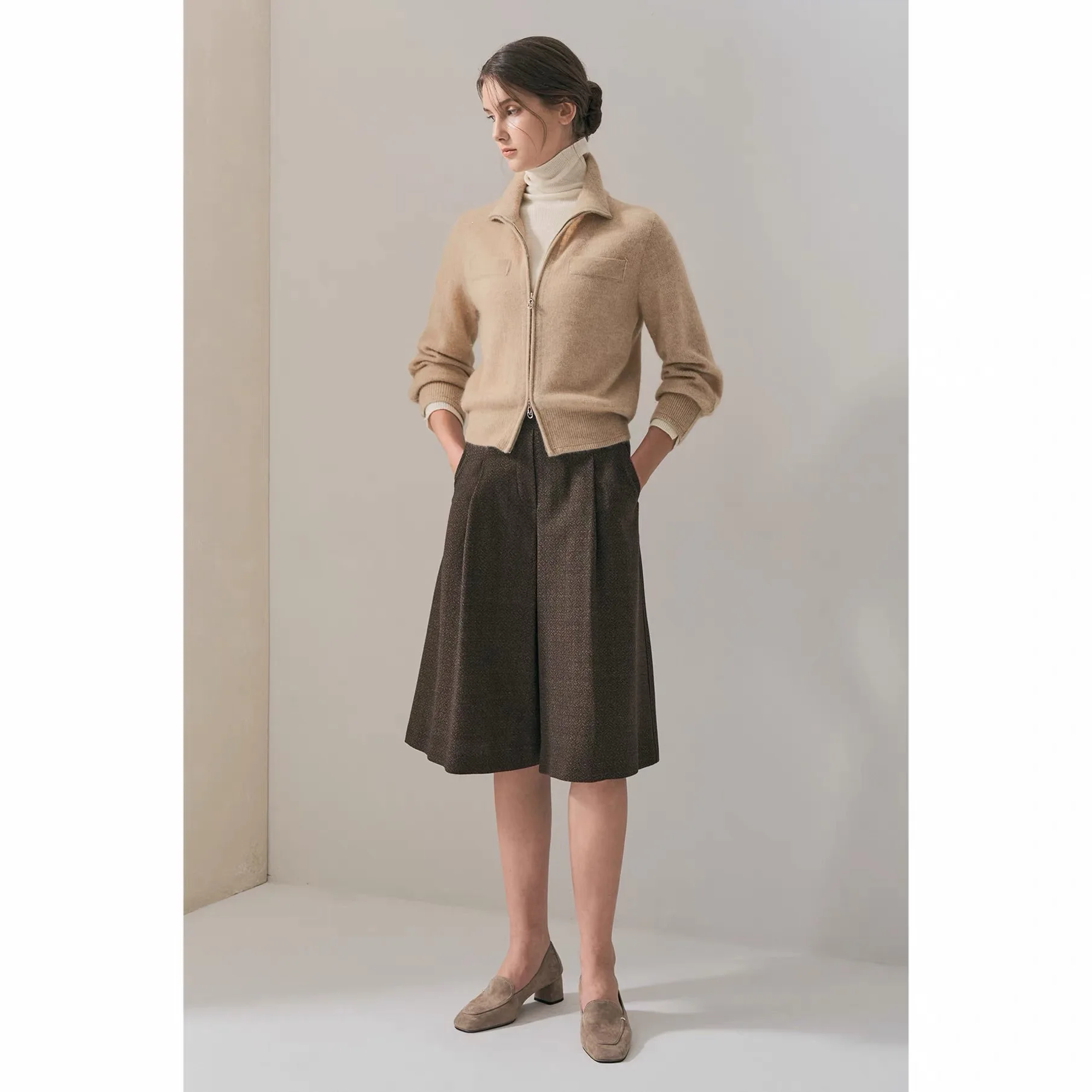 Lemon Cheese MIN26 Autumn Fashion Color Block Collar Versatile Slimming Plaid Jacket Outerwear Elegant Commute Style Long Sle...