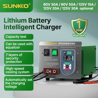 SUNKKO CH12V20 Intelligent Charger 3.6V-125V 20A Lithium Battery Pack Adjustable Charger 2.5KW DC Regulated Power Supply Charger