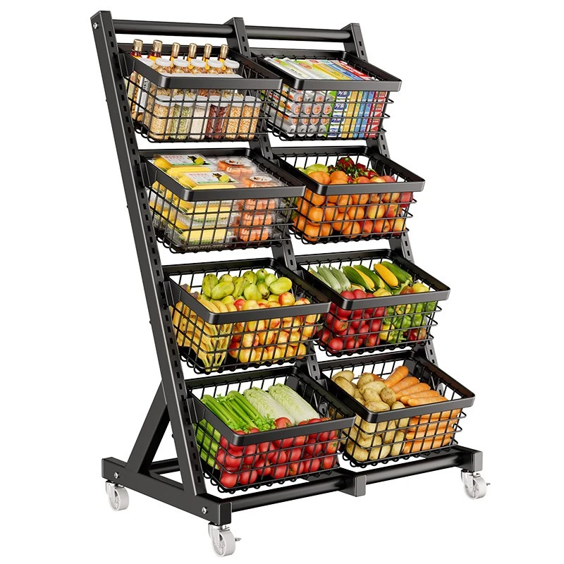 

Floor-to-ceiling multi-layer vegetable and fruit multi-functional vegetable basket living room snack storage rack
