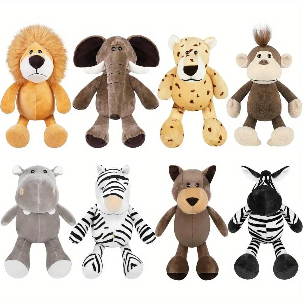 

8 Pieces Safari Stuffed Animals Plush Jungle Animal Toys 9.8 Inch Zoo Stuffed Animals Set Cute Plush Toys Best Gift