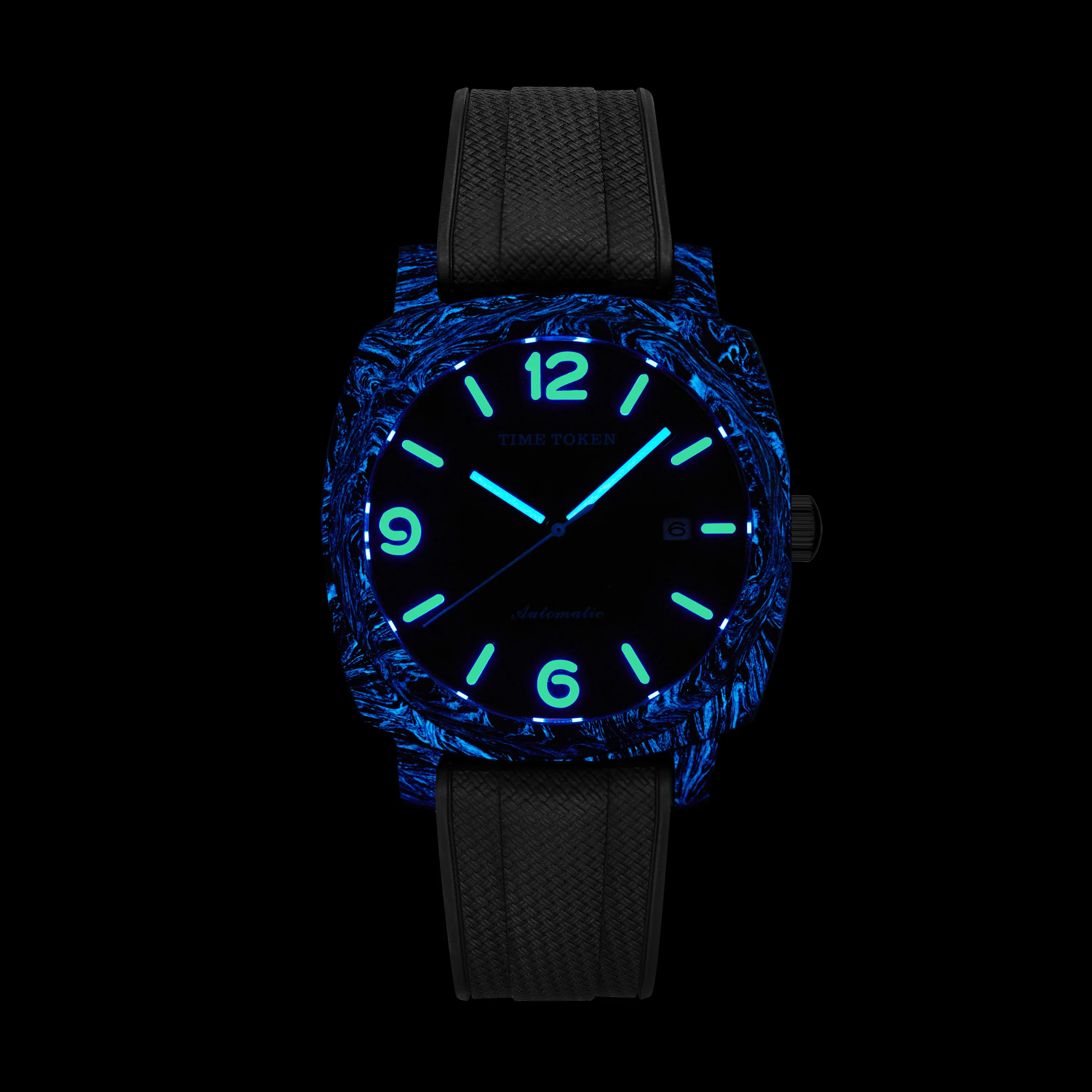 TIME TOKEN Ultra Light Carbon Fiber Watch Japan MIYOTA 8215 Movement Automatic Watches 100M Waterproof Luminous Wristwatch T538