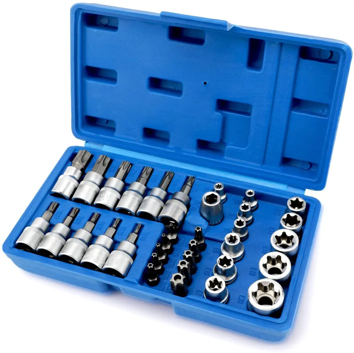 34/29 Pieces Torx Bit Socket and E-Torx Star Socket Set 1/4\