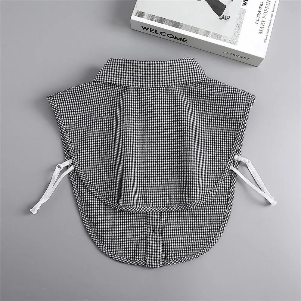 Detachable Plaid Fake Collar Houndstooth Black Lapel Half Shirt Sharp Collar Square Collar Adjustable Neckline