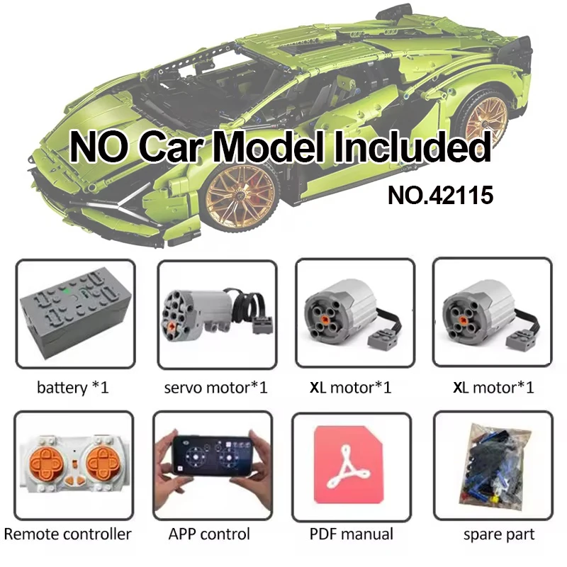 Technical RC Modification Motor Kit for 42154/ 42141/42096 /42056/ 42083 /42010/42111/42115 Car Building Block Brick (no car)