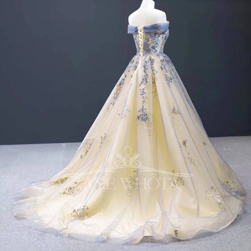 Trägerloses Abendkleid in Champagnerfarbe mit Schnürung am Rücken, Pailletten, Robe De Soirée, individuelle Passform für Damen