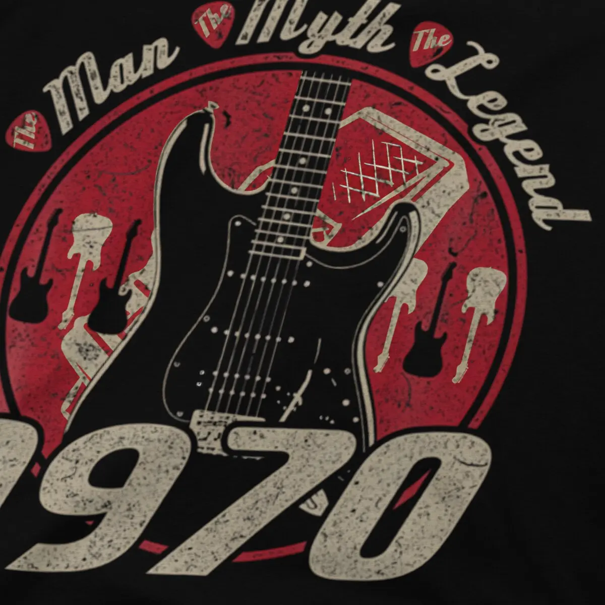 Guitar Rock Men's TShirt Aniversário 1970 Retro Individualidade T Shirt Graphic Sweatshirts Nova Tendência