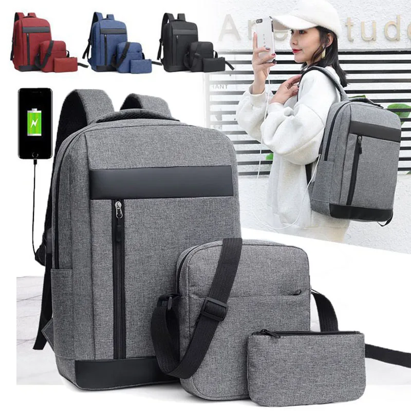 3 pçs mochila masculina versão coreana computador simples lazer viagem moda estudante mochila