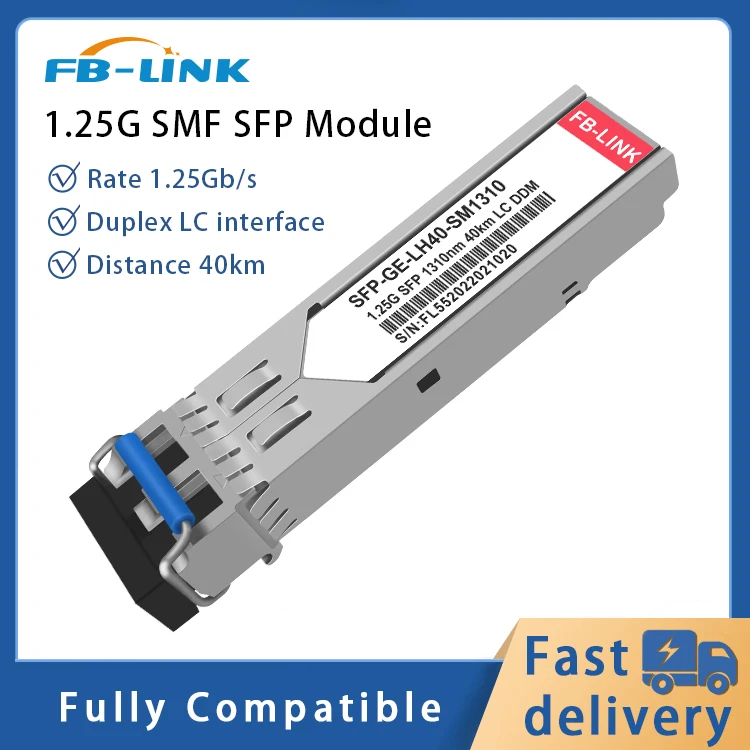 

1.25G 1310nm 40KM 1G SFP module LC Transceiver Fiber optic Module for Cisco Mikrotik ubiquiti Mellanox For Ethernet switch