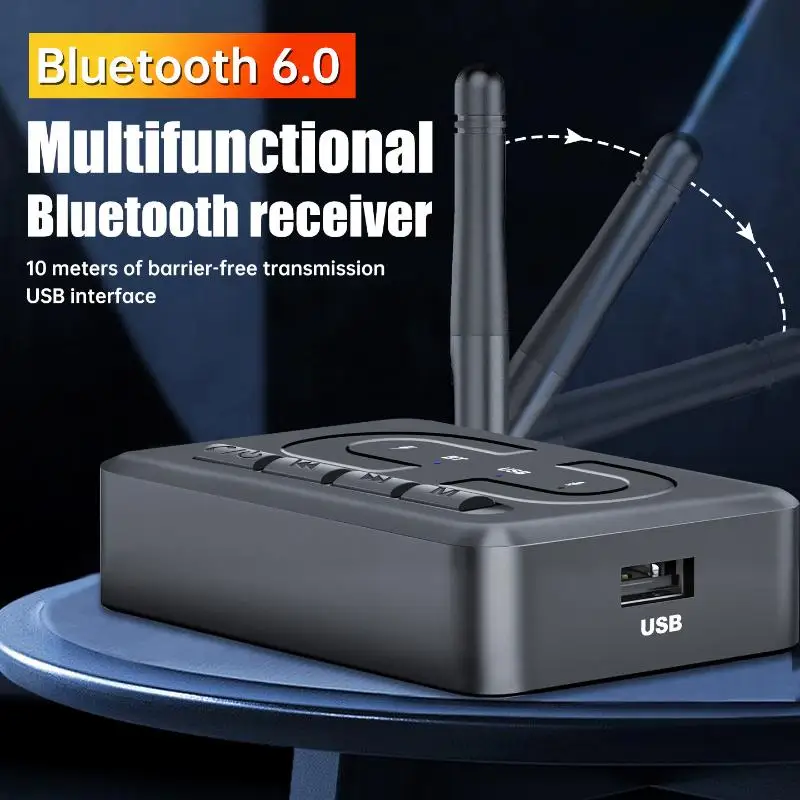 New Bluetooth 6.0 Audio Receiver 3.5mm AUX RCA With Mic HIFI Stereo Wireless Adapter Support USB U-Disk For Car Speaker Amp image 5