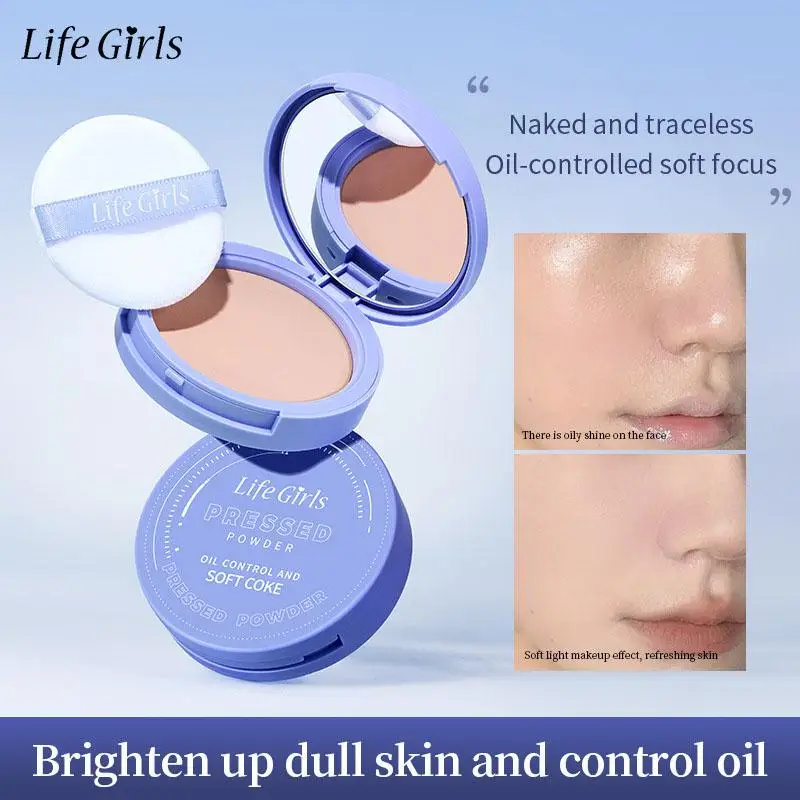 مسحوق لايف جيرلز المضغوط للتحكم في الزيت، بودرة ناعمة من ماركة فحم الكوك بدون أثر، مسحوق تبييض البشرة الباهتة المقاوم للماء #1
