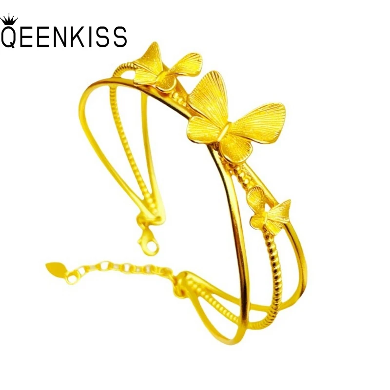 

QEENKISS Gold Vintage Open Butterfly Bracelets Bangles For Women Wedding Party Birthday Christmas Bride Mother Girl Gifts BT5349