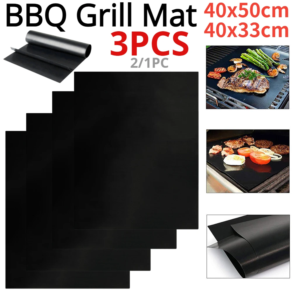 

3/2/1PC Non-stick Outdoor BBQ Grill Mat Reusable Baking Mat Heat Resistant Barbecue Grill Pad Cooking Grilling Sheet Accessories