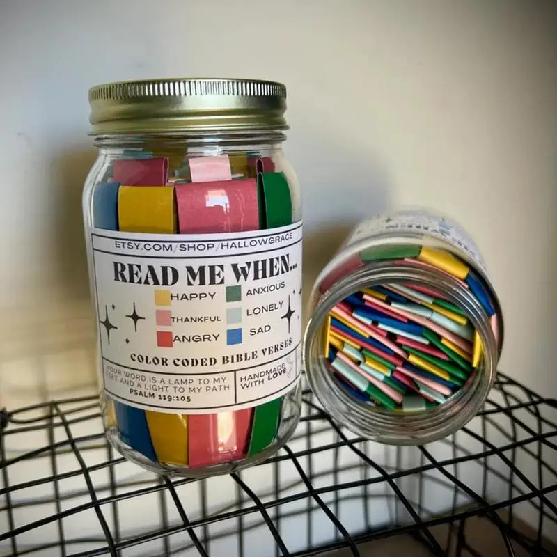 Bible Verses Jar For Emotions And Feelings 67 Color Codes Scripture Cards With Bible Verses Handmade Cheer Up Friends