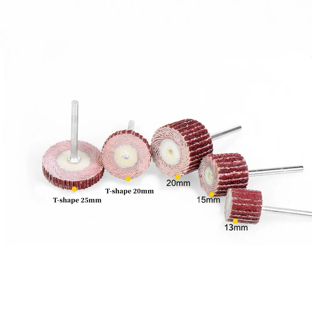 12mm/15mm/20mm 블라인드 데이빙 임펠러 그라인딩 사포 플랩 휠 헤드 맨드릴 로타리 미니 드릴 연마 도구 그릿 80-600
