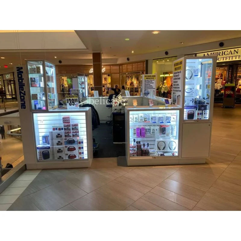 Custom, America Shopping Mall approvazione custodie per cellulari chiosco accessori per telefoni Display vetrina chiosco per telefoni cellulari al dettaglio per Sa