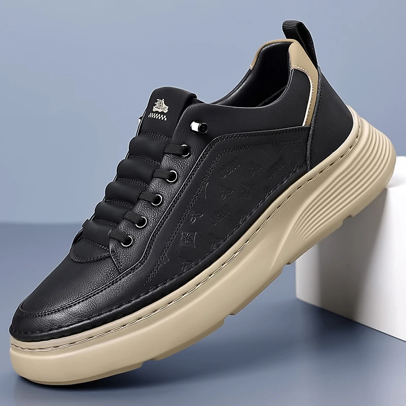 

Men's White Leather Board Shoes - 2025 New Breathable Casual Sneakers, Korean Style Trendy Versatile Daily Athletic Footwear