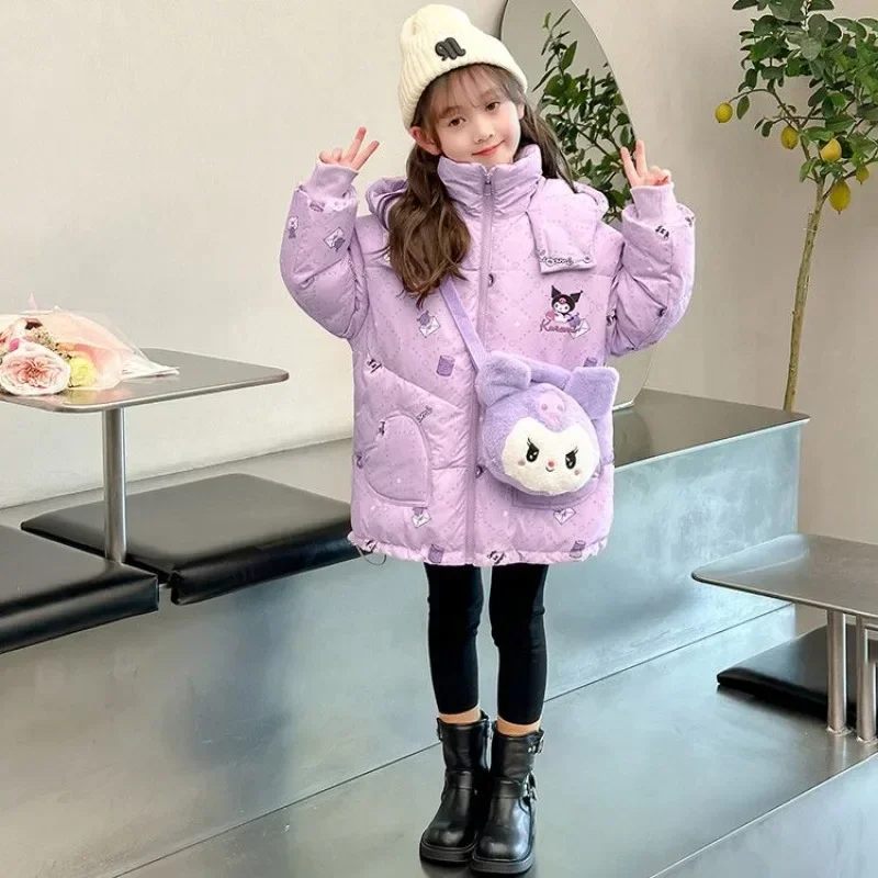 

Sweet Kuromi Anime Fashion Cotton Jacket Cute Cartoon Kawaii Ins Winter Children Thickened Warm Hooded Coat Gifts for Kids