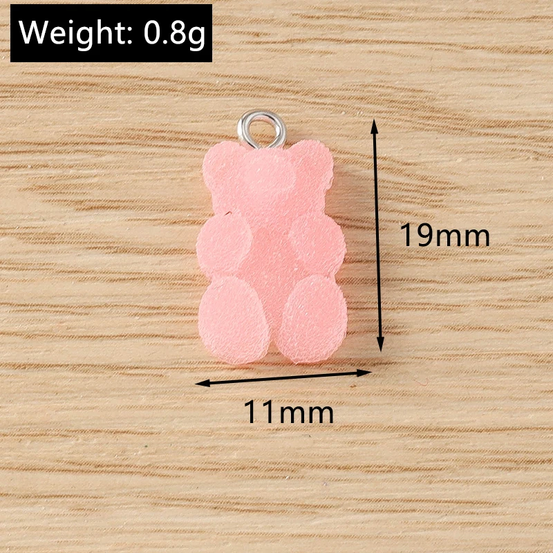 20pcs 11x19mm Cartoon Candy Colors Resin Gummy Bear Charms Pendants for Jewelry Making Drop Earrings Necklaces DIY Crafts Supply