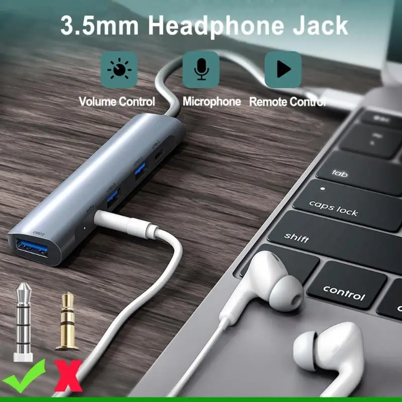 U55C Portable Type C To HDTV Adapters With Card Slot USB3.0 And 60W Charging Capability