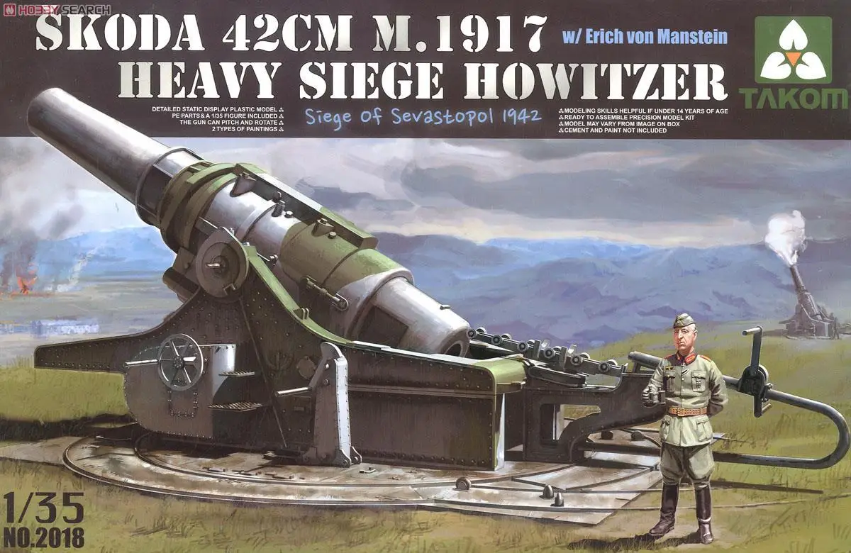 

Takom 2018 1/35 Skoda 42cm M.1917 Heavy Siege Howiter w/Erich von Manstein Plastic model kit