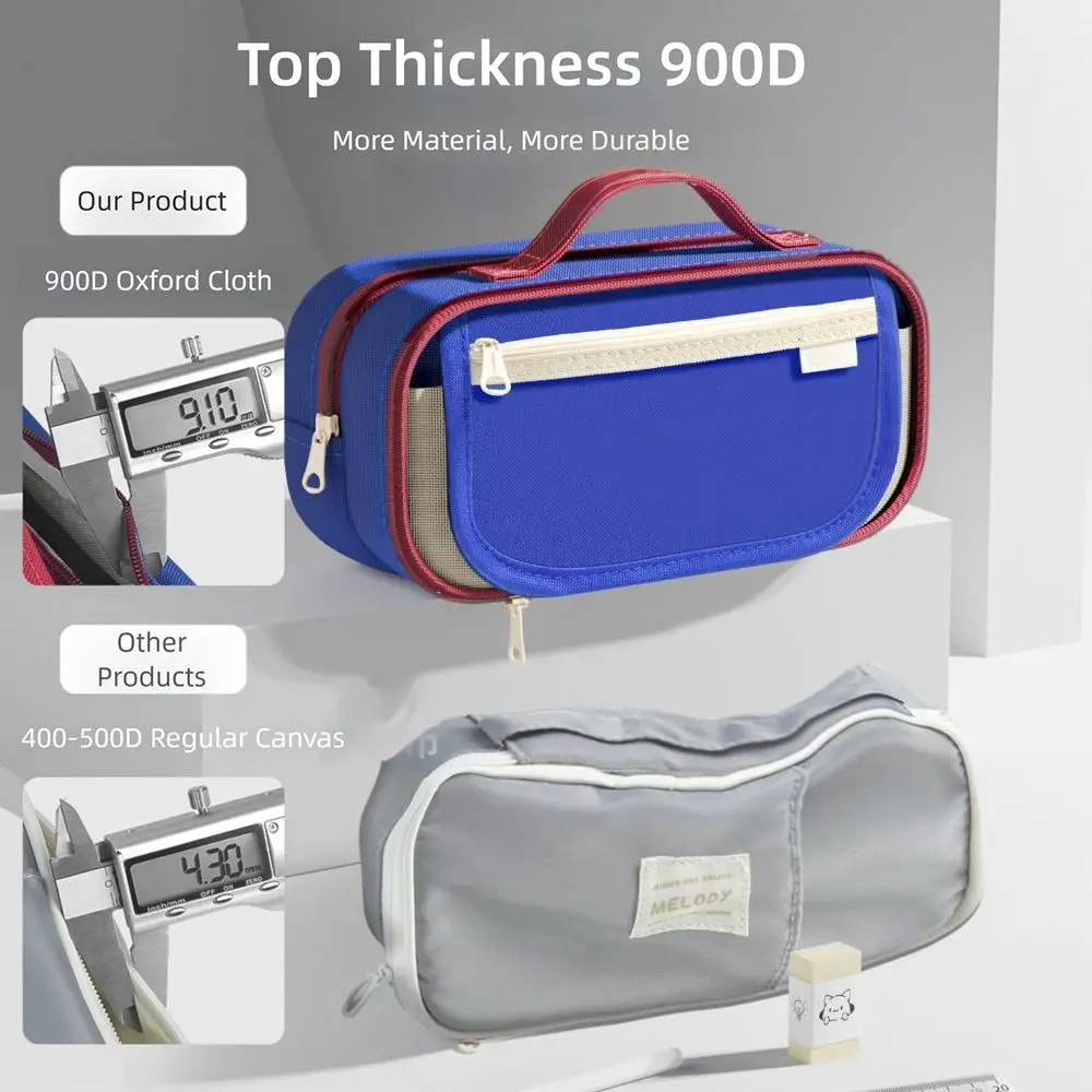 New Contrast Color Handheld Pen Bag Nine-Layer Handheld Pencil Case Large Capacity Stationery Organizer Students