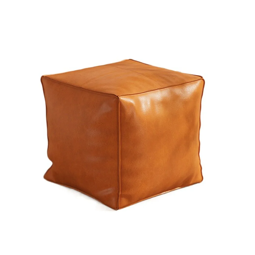 

Nordic Style Non-Slip Storage Stool Large Capacity No Fillings PU Leather Ottoman Thicken Stackable Leather Pouf Living Room