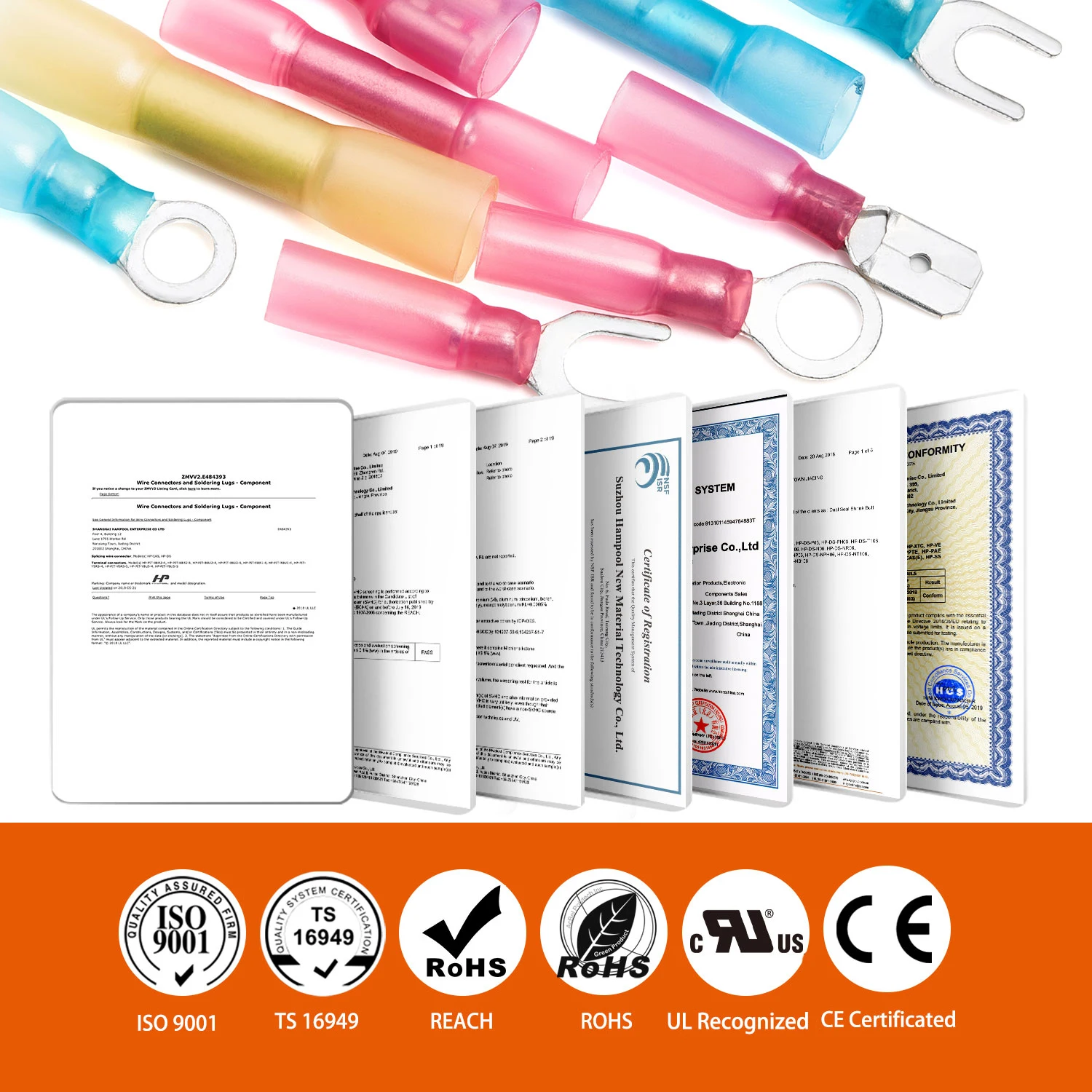 72PCS Schrumpf Butt Ring Spaten Gabel Draht Terminal Kit Wasserdicht Isolierte Crimp Splice Elektrische Kabel Joint Rohr Stecker – Detail 7