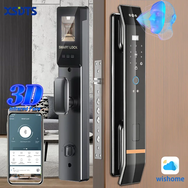 3D Face Smart Door Lock Biometric Recognition Fingerprint Password IC Card APP Wifi Lock Unlock for Home House Apartment