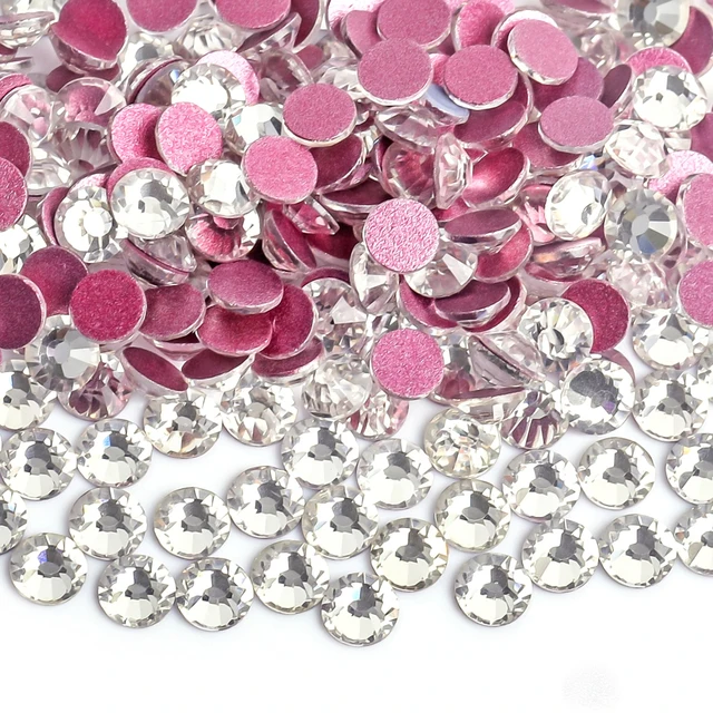 2023 Newest Crystal AB Nail Art Rhinestones Pink Rose Base Non Hot Fix Rhinestones Strass Fabric Garment Nail Art Decorations