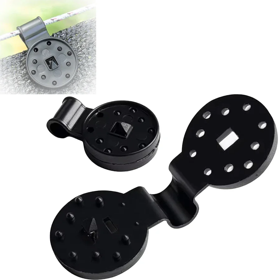 100Pcs Reusable Round Black Plastic Fixed Clips for Greenhouse Outdoor Garden Shade Netting Cloth, Camping Accessories Buckle