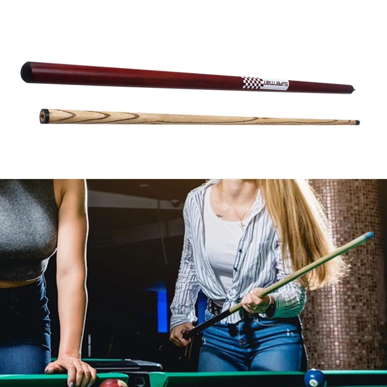 Jump Break Cue Two Section Pool Stick for Billiards Room Practice Cue Adults