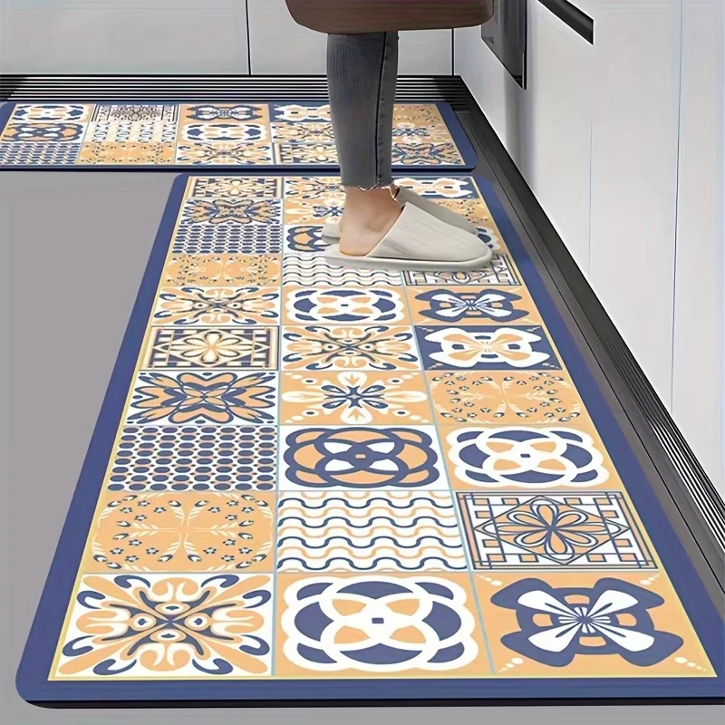 VIKAMA Kitchen Rug Waterproof, Oil-Resistant, Absorbent, Dust-Proof, Bathroom Entrance Hall Entry Door Carpet, Home Decoration