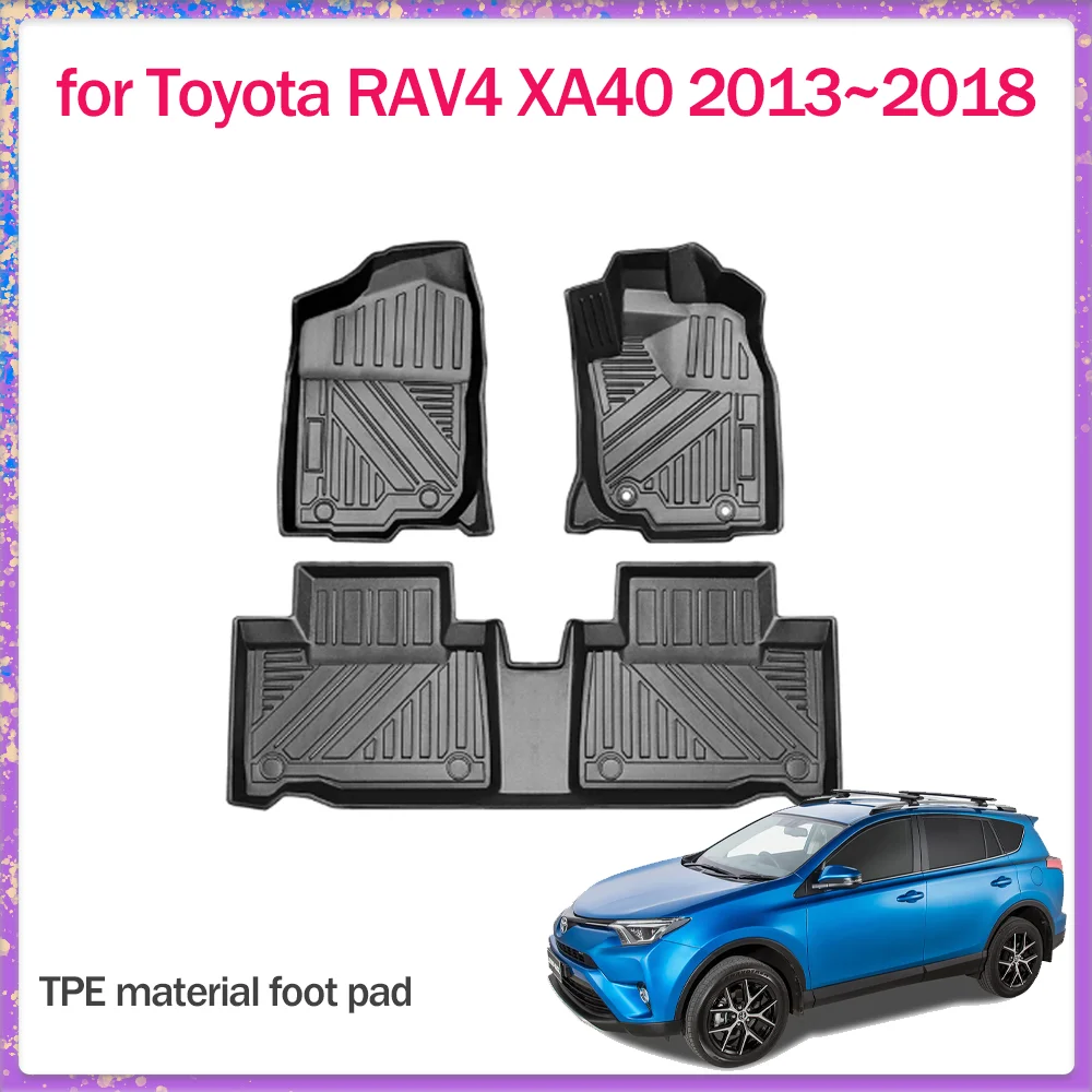 Car Floor Mat for Toyota RAV4 XA40 2013~2018 2014 2015 2016 TPE Foot Interior Liner Waterproof Pad Carpet Custom Rug
