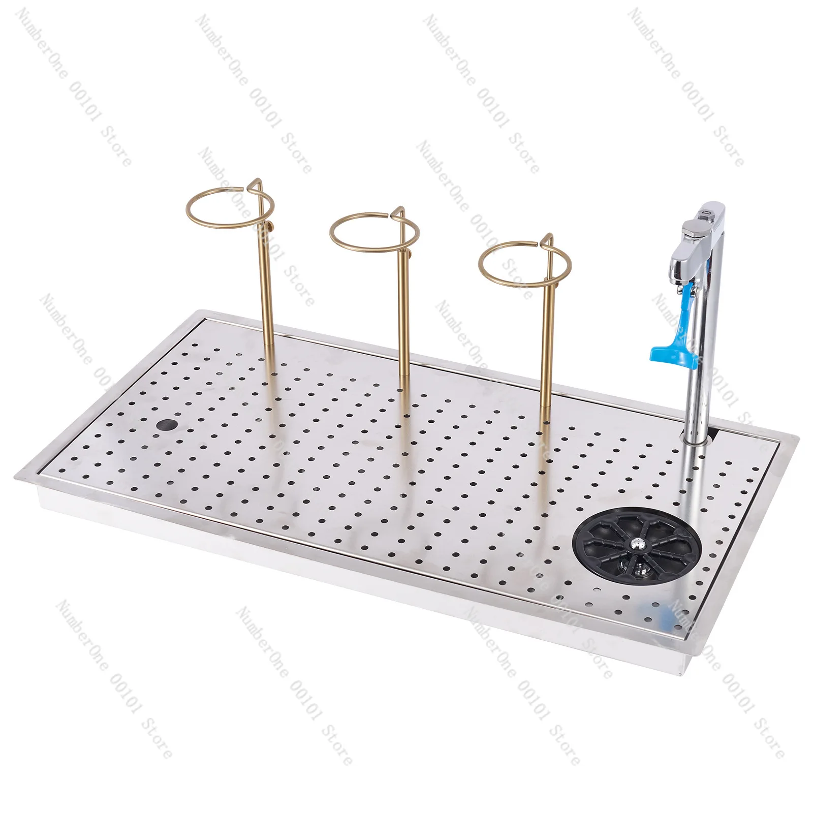 Cup washer hand-pour-over coffee holder: New Chinese tea brewing table with sink and push cup faucet design