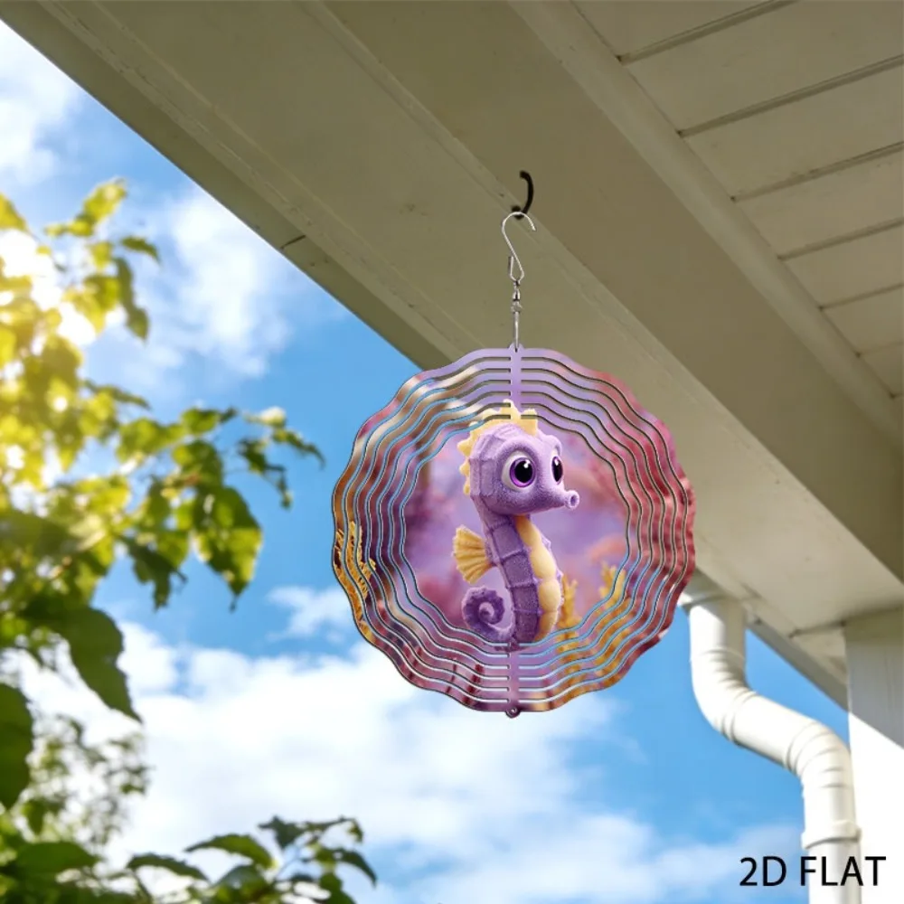 Purple Seahorse Wind Chimes Iron Garden Decor Yard Art Outdoor
